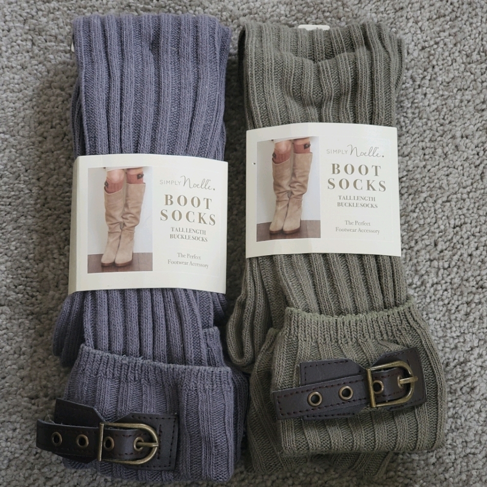 Noelle buckle tall boot socks lot of 2